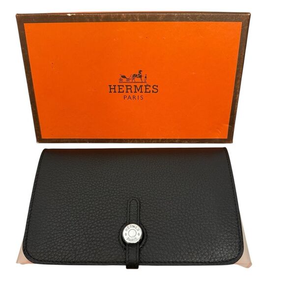 Hermes Paris NWT Authentic Black Leather Dogon Duo Wallet - Picture 2 of 11